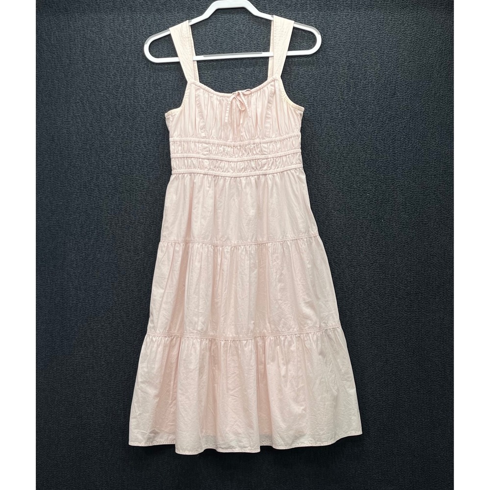 Sunday Best Aritzia Martine Midi Dress Shy Pink Smocked Tiered Size M NEW